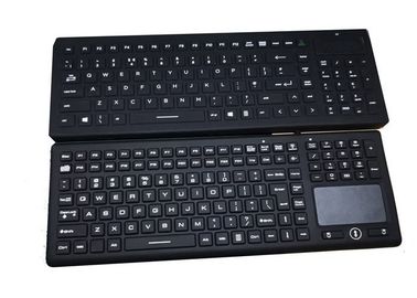 124 llaves construyeron sólidamente negro encienden para arriba el teclado lavable con la luz roja/FN24